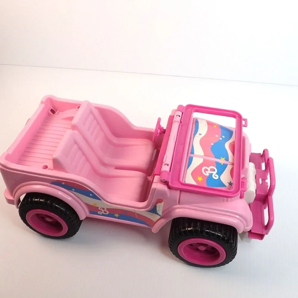 Vintage Barbie Pink Plastic Jeep Pink Rims Black Wheels NO Canopy Top